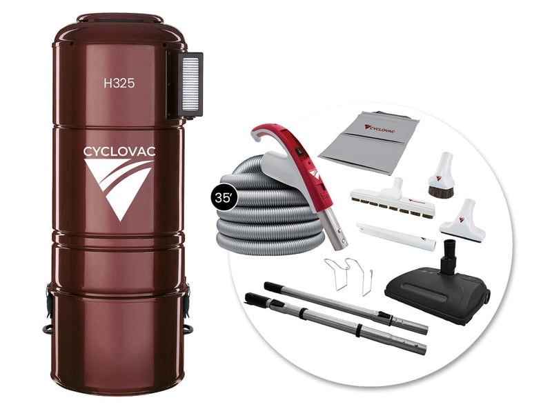 Cyclovac H325 hybrid Vacuum with electric attachment kit 110/24V Super Luxe - Hose 35 ft. (10.67 m)