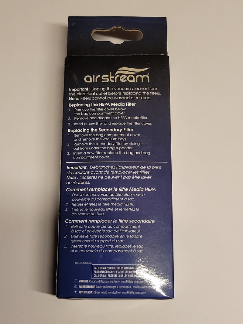 HEPA replacement filters for the Airstream AS600 Upright vacuum