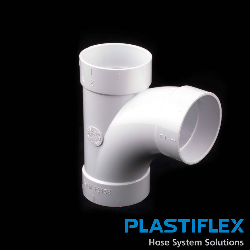 Plastiflex Central Fitting 90 Degree Sweep, TEE, White