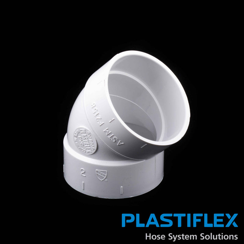 Plastiflex Central Fitting 45 Degree Sweep, ELL , White