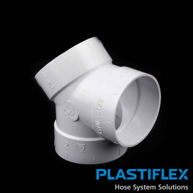 Plastiflex Central Fitting 45 Degree Double, WYE, White