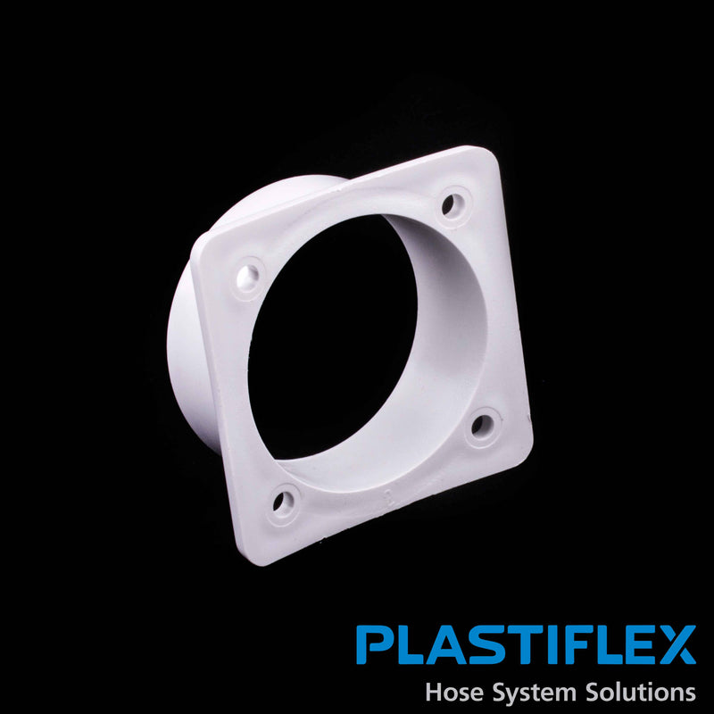 Plastiflex Central Fitting Flanged Input to Machine, White